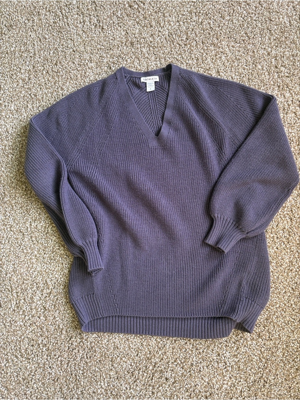 Athleta V-Neck Knit Sweater in Deep Purple